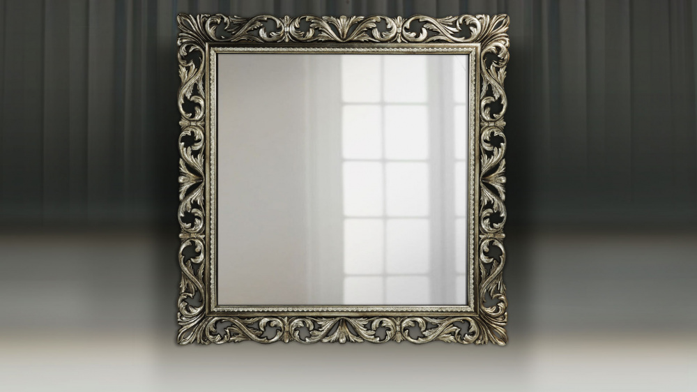 Зеркало Винченцо 1594 х 1594 (матовый лак,Сильвер/Глянцевый лак)